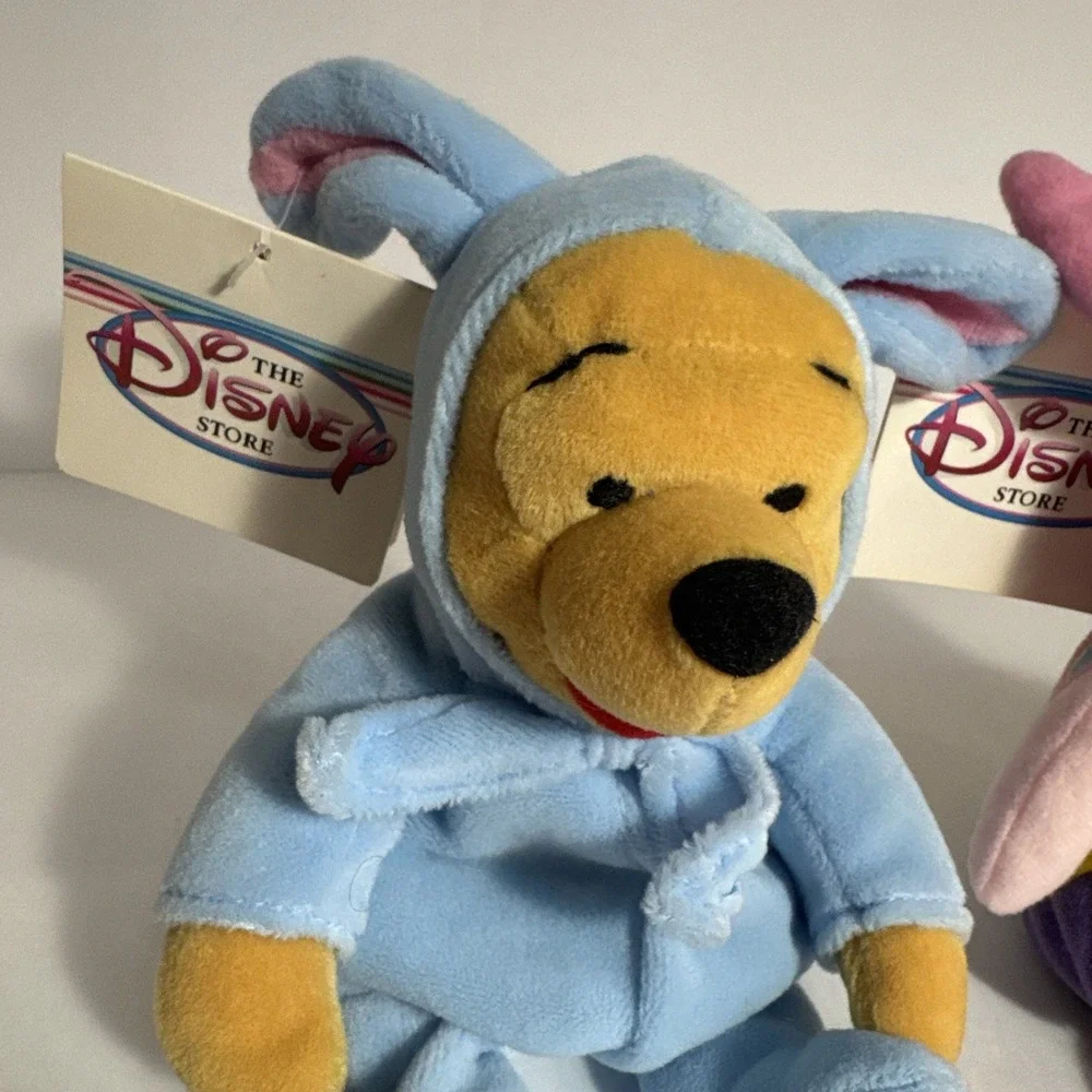 The Disney Store Easter Bunny Pooh Egg Piglet Mini Bean Bag Plush‎ Beanie Vtg